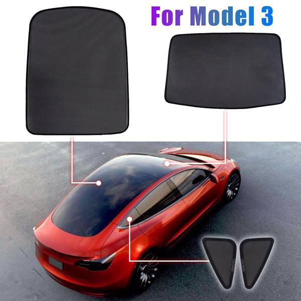 Комплект солнцезащитных шторок для Tesla Model 3: Передний и задний люки, задние треугольные окна