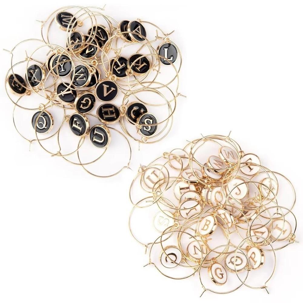 26 шт. Металлические маркеры для бокалов Подвески с буквами Обручи для бокалов Декор для свадебной вечеринки