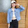 New Arrival Fashionable Slim Denim Jacket for Women Perfect Jeans Blue Coat