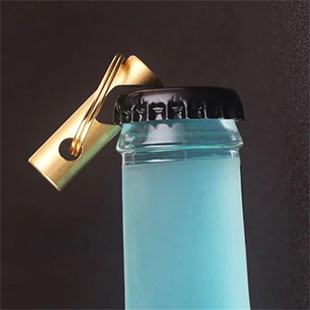 Pure Brass Bottle Opener Creative Multifunctional Yellow Keychain High-quality Key Rings