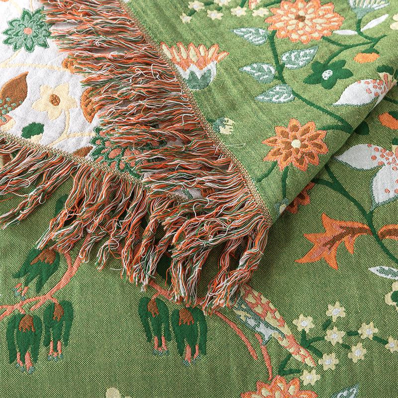 Хлопковая марля Двусторонняя Зеленая Белая Плед Полотенце Лоскутное одеяло Домашнее хозяйство Чехол на диван Одеяло Мягкое Дышащее Для использования на диване и кровати