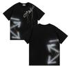 Off-White 2025 Spring/Summer New Style Inkjet Arrow Pattern Round Neck Hooded Short Sleeved Men's and Women's T-shirts