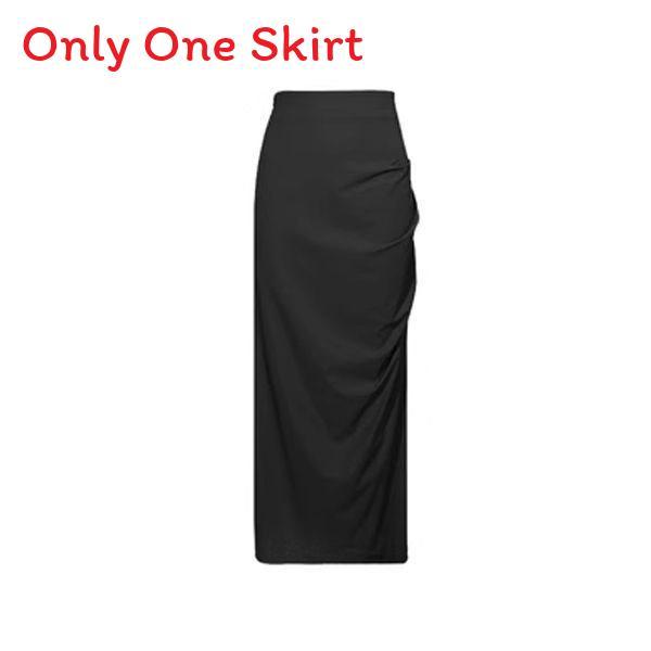 Cotton Blend Asymmetric Midi Skirt With Pleats For Elegant Ladies Spring Summer Wear