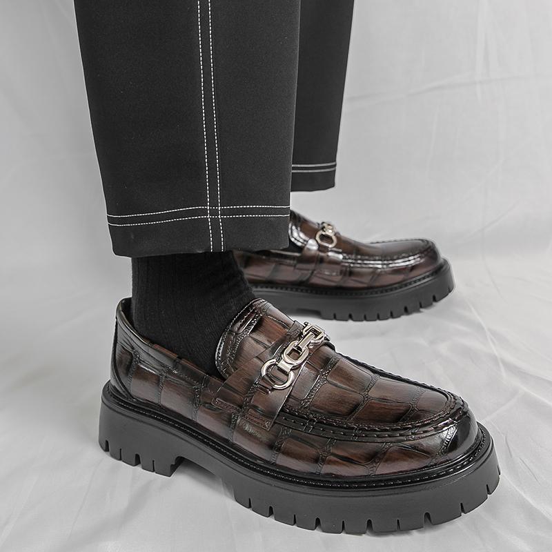 Мода Мужские Модные Лоферы Мужские Толстоподошвенные Износостойкие Деловые Брендовые Кожаные Туфли Джентльменские Социальные Туфли Размер 38-46 Мужская Обувь