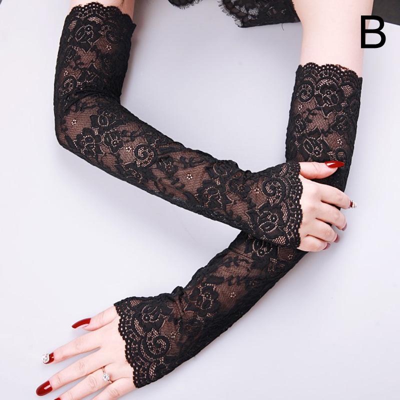 1 Pair Driving Gloves Summer Cuff Sunscreen Women Lace Gloves Ladies Anti-UV Long Arm Covered Scar EMA