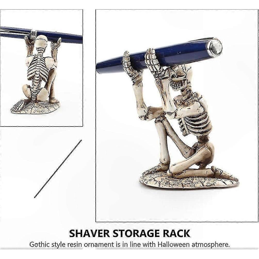 Creative Resin Pen Organizer with Skull Design for Desktop Storage and Display of Pens, Pencils, and Makeup Brushes