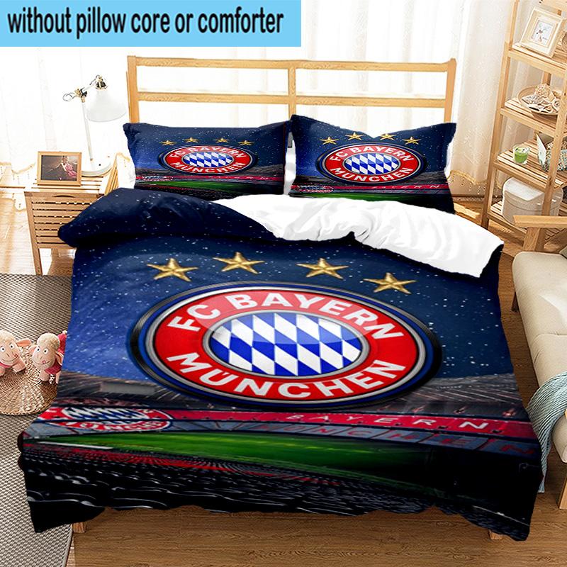 3pcs FC Bayern München Printed Bedding Set Duvet Cover Closure Includes 1 Duvet Cover & 2 Pillowcases Bedding Sets Home Decor Gifts