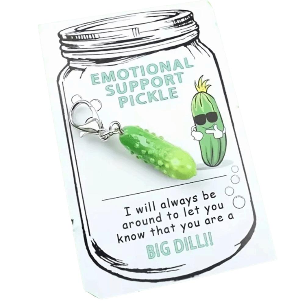 Green Mini Cucumber Pendant Resin Simulated Fruit Key Ring Emotional Pickle Keychain Birthday
