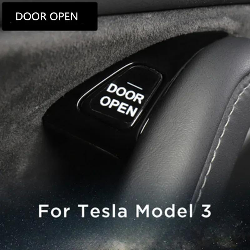 Для Tesla Model 3 Y Кнопка двери автомобиля Светящаяся наклейка-напоминание Наклейка для выхода из открытой двери Кнопка переключателя подъема окна подлокотника 2017-2020