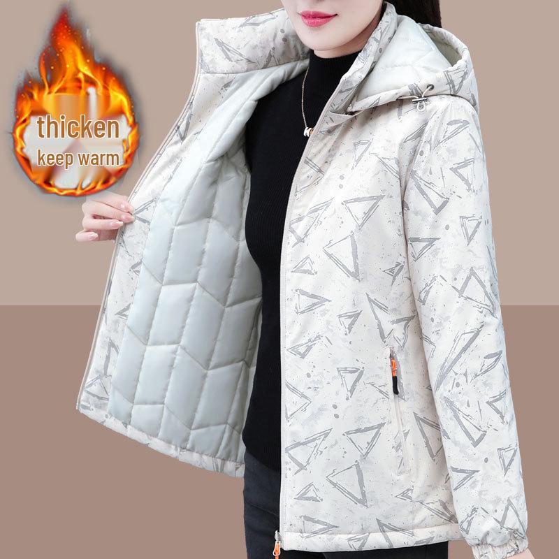2024 Женская зимняя теплая хлопковая куртка с капюшоном для женщин среднего и пожилого возраста