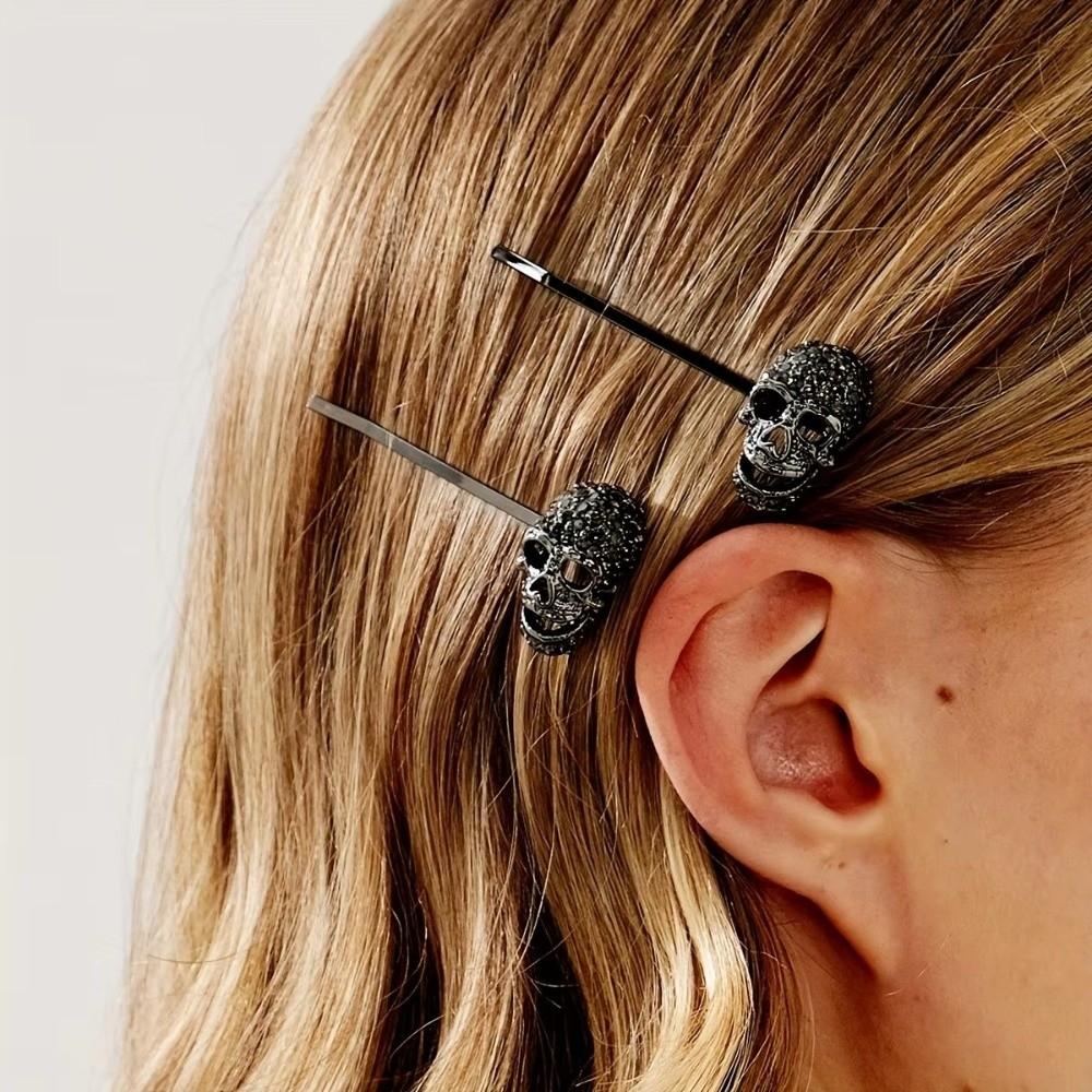 Black Spider Hair Clips Hair Pins Halloween Hair Clips Creative Rhinestone Barrettes Girls