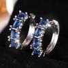 Charming Square Cut Blue Green Rainbow Zircon Hoop Earrings Trendy Ear Accessories Wedding Party Jewelry