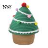 Cotton Rope Storage Basket Christmas Tree Shape Box with Lid, Decorative Fabric Woven Key Holder Lid Organizer, Dustproof Thread Container for