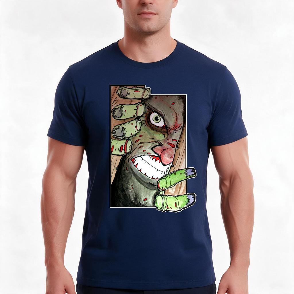 Zombie Breaking In Geometric Remix Tshirt Summer Casual Cotton Tee Oversized Streetwear Tops Vintage Graphic Print