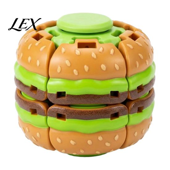 Interactive Spinning Top Hamburger Press Fidget Spinner, Stress Relief to Spin Burger Toy, Anxiety Toys Decompression Ball Desk Toy for Office, Home,