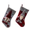Роскошные рождественские чулки с серой бахромой, плюшевыми игрушками Лесного Санты и Рудольфа