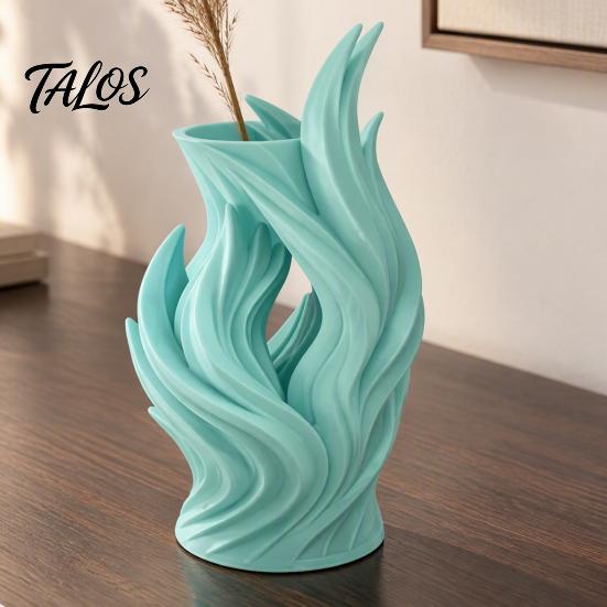 Unique Sculptural Art Vessel 3D Printed Flame Vase, Decorative Vase for Dried Flowers, Flower Holder Artistic Tabletop Home Living Room Decor Durable