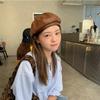 Autumn and Winter Color Painter Hat British Retro Pu Beret Korean Octagonal Hat Trend