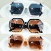 Large Square Women's Luxury Rhinestone Fashion Gradient Darkening Props Makeup Fashion SunGlasses