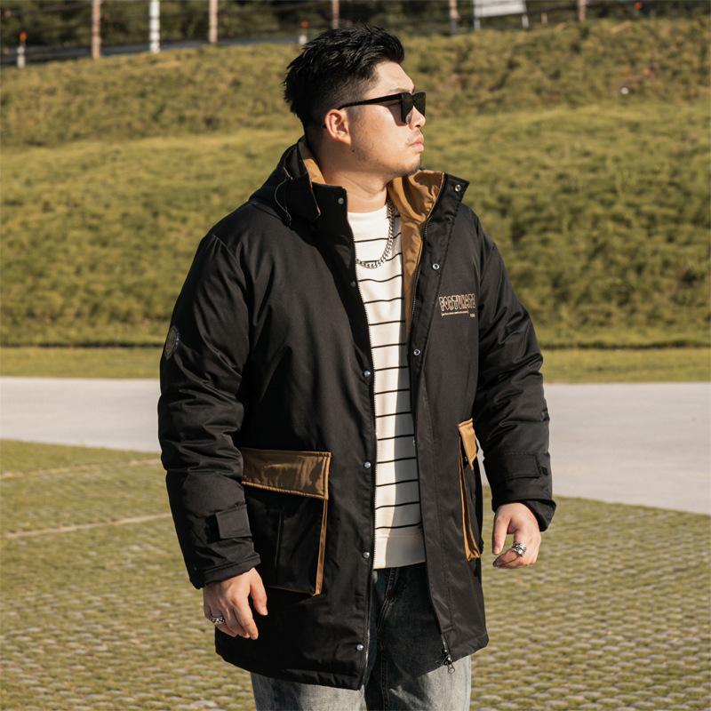 Зимнее свободное хлопковое пальто средней длины размера плюс, мужская повседневная рабочая одежда, непромокаемая съемная куртка с капюшоном для мужчин 4XL-10XL