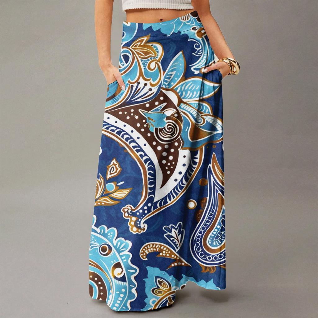 Женское струящееся платье макси, обычная повседневная летняя юбка в стиле бохо