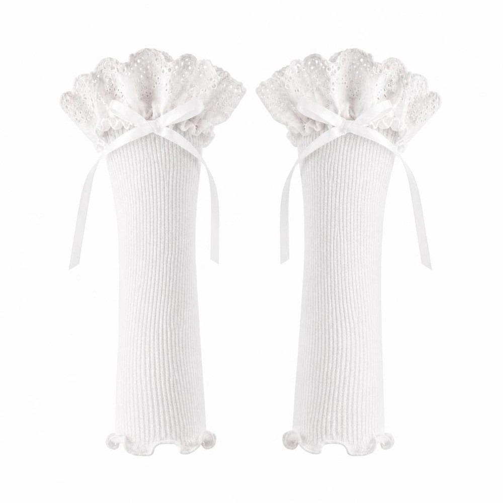 1 Pair Long Length Ruffle Sleeves For Women Elastic Ruffle Cuff Lace Elbow Sleeves for Women