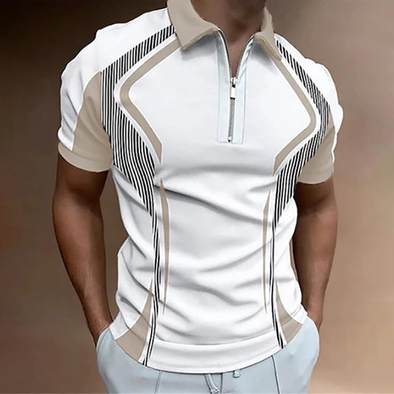 Casual Men's Fashion Printed Short Sleeve POLO Shirt T-shirt