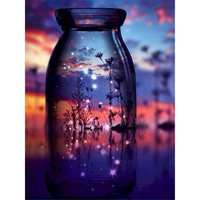 5d Diy Алмазная картина Стеклянная чашка для воды Пейзаж Мозаика Алмазная вышивка Полный квадрат Вышивка крестом Домашний пейзаж Стена