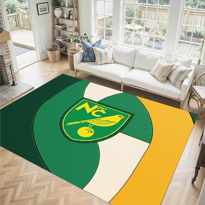 Norwich City Football Design Crystal Velvet Carpet Cozy Non?Slip Printed Rug For Bedroom Living Room Entrance