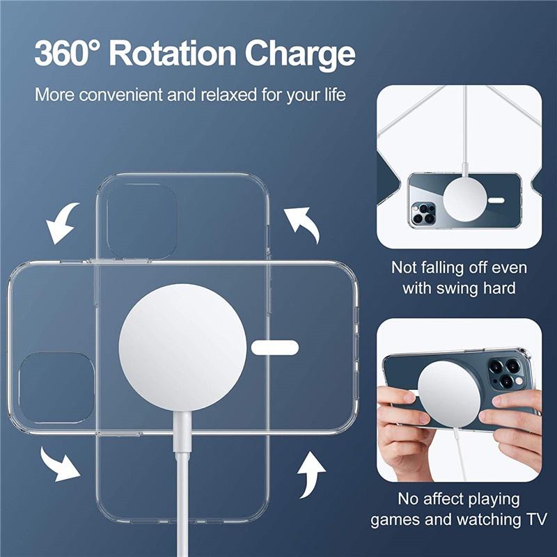 Кристально чистый жесткий акриловый чехол с беспроводной зарядкой и магнитным креплением, совместимый с iPhone 11 12 13 14 15 16 Pro Max 14 Plus