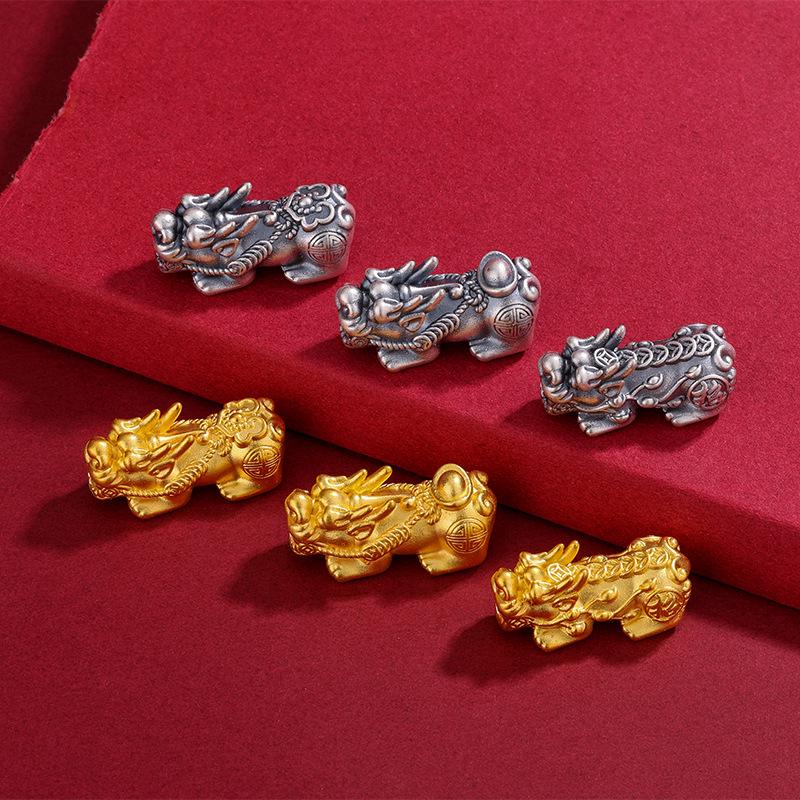 Браслет-аксессуар из стерлингового серебра 999 пробы Пи Сю, привлекающий богатство, 3D слиток