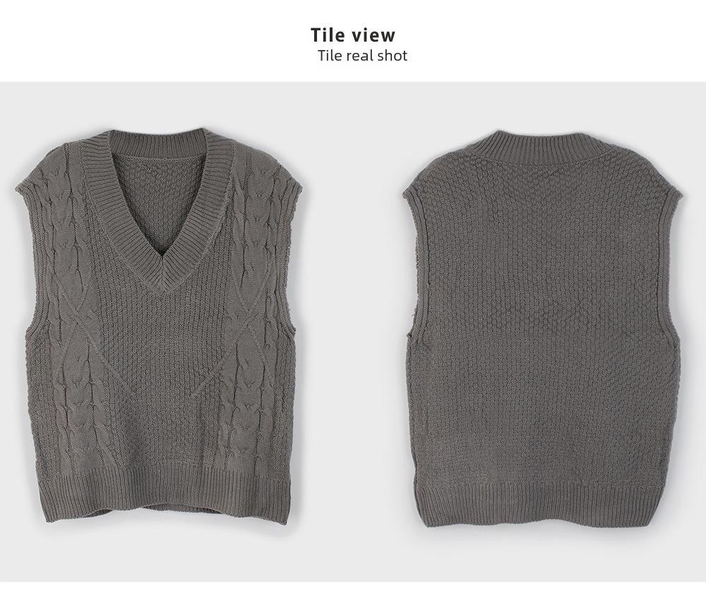 Женский жилет-свитер без рукавов с V-образным вырезом