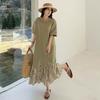 2025 Summer Plus Size Dress Women Casual Vintage Long Dress Loose Basic Cotton Spliced Dress