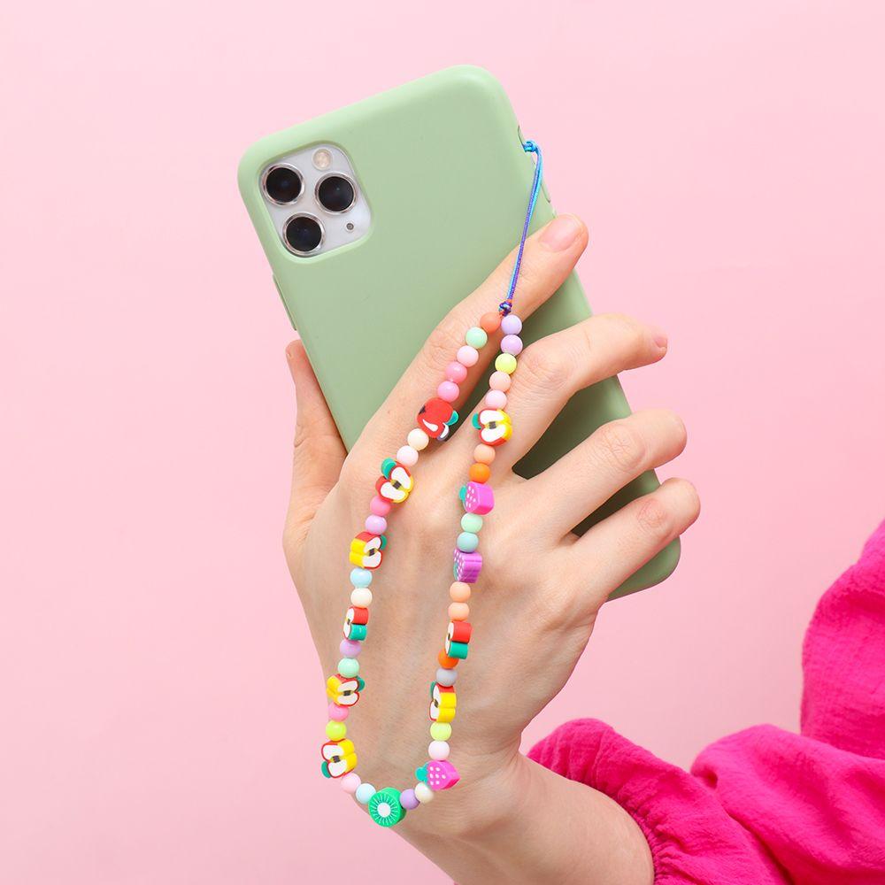 Colorful for Keys Pearl Rope Phone Case Hanging Cord Phone Lanyard Mobile Phone Chain Soft Clay