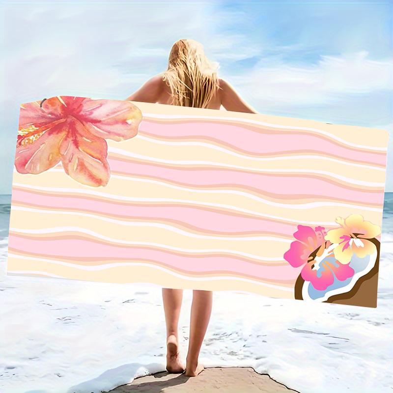 Tropical Print Beach Towel Floral Pattern Oversized Microfiber Quick Dry Sand Free Summer Vacation Pool Travel Boho Gift For Her