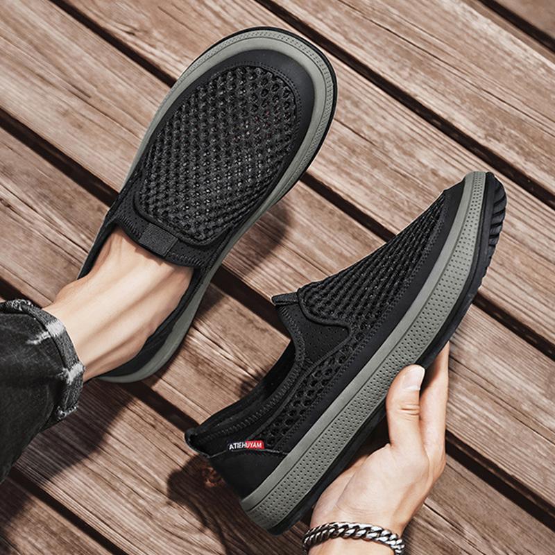 Мужские летние мокасины на платформе, повседневные спортивные теннисные кроссовки для мужчин 2024 года, удобная сетчатая обувь для походов на открытом воздухе