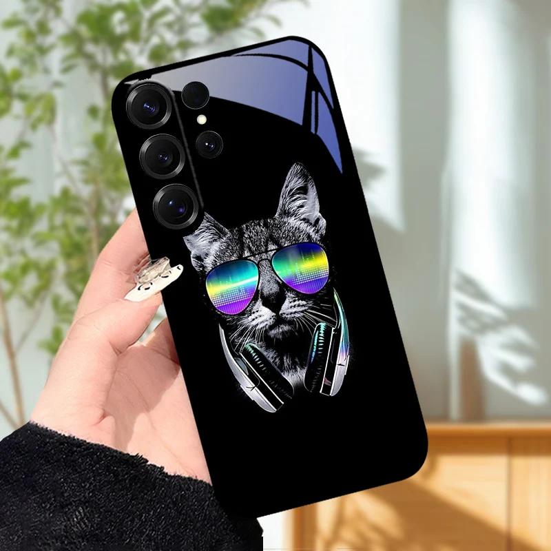 Для Samsung S23 S24 Ultra Модный чехол S24 Plus / S23+ S24+ Жесткий ПК Закаленное стекло Чехол для телефона Для Galaxy S23 FE Защитное стекло