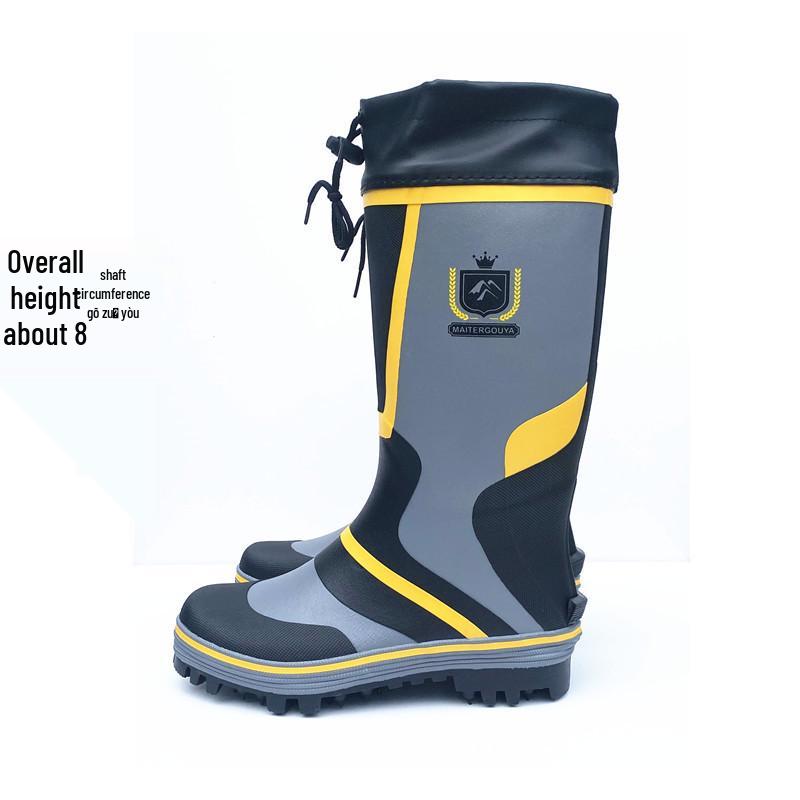 Мужские нескользящие высокие водонепроницаемые резиновые дождевые сапоги с металлическими гвоздями - Дышащая мода для рыбалки