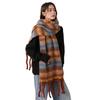 Women Plaid Scarf Chunky Oversized Winter Shawl Tassel Wrap Retro Literary Style Warm Wide Scarf for Ladies Gifts