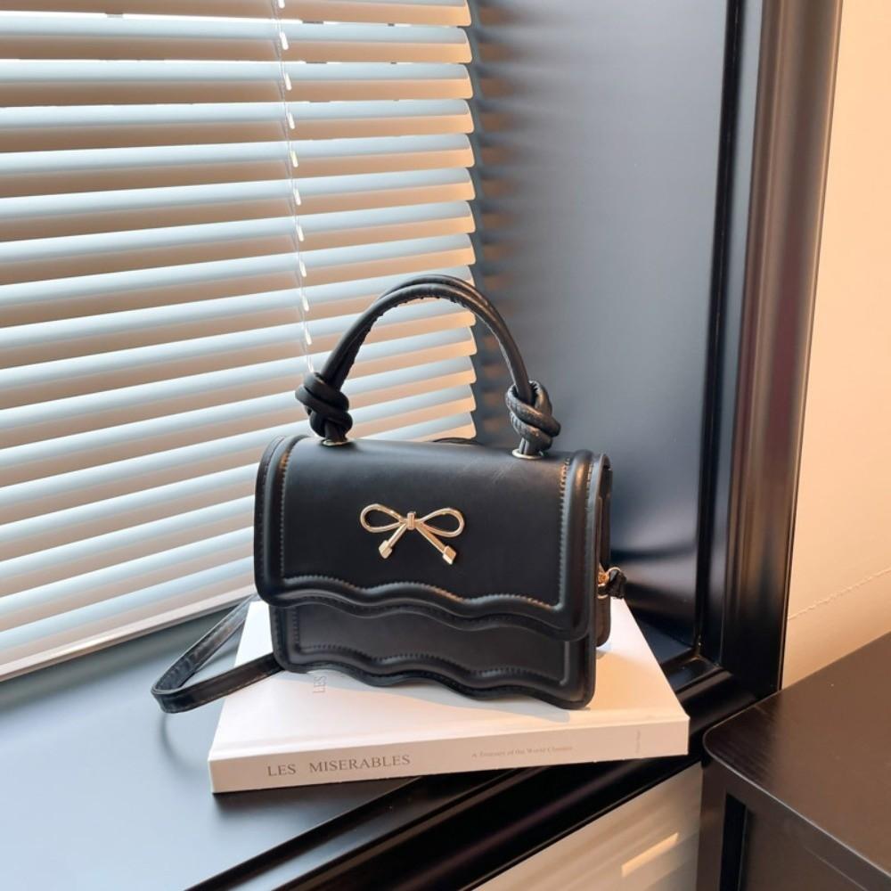 Sweet Metal Bowknot Tote Bag Solid Color Small Crossbody Bag New Single Shoulder Bags  Casual Wear