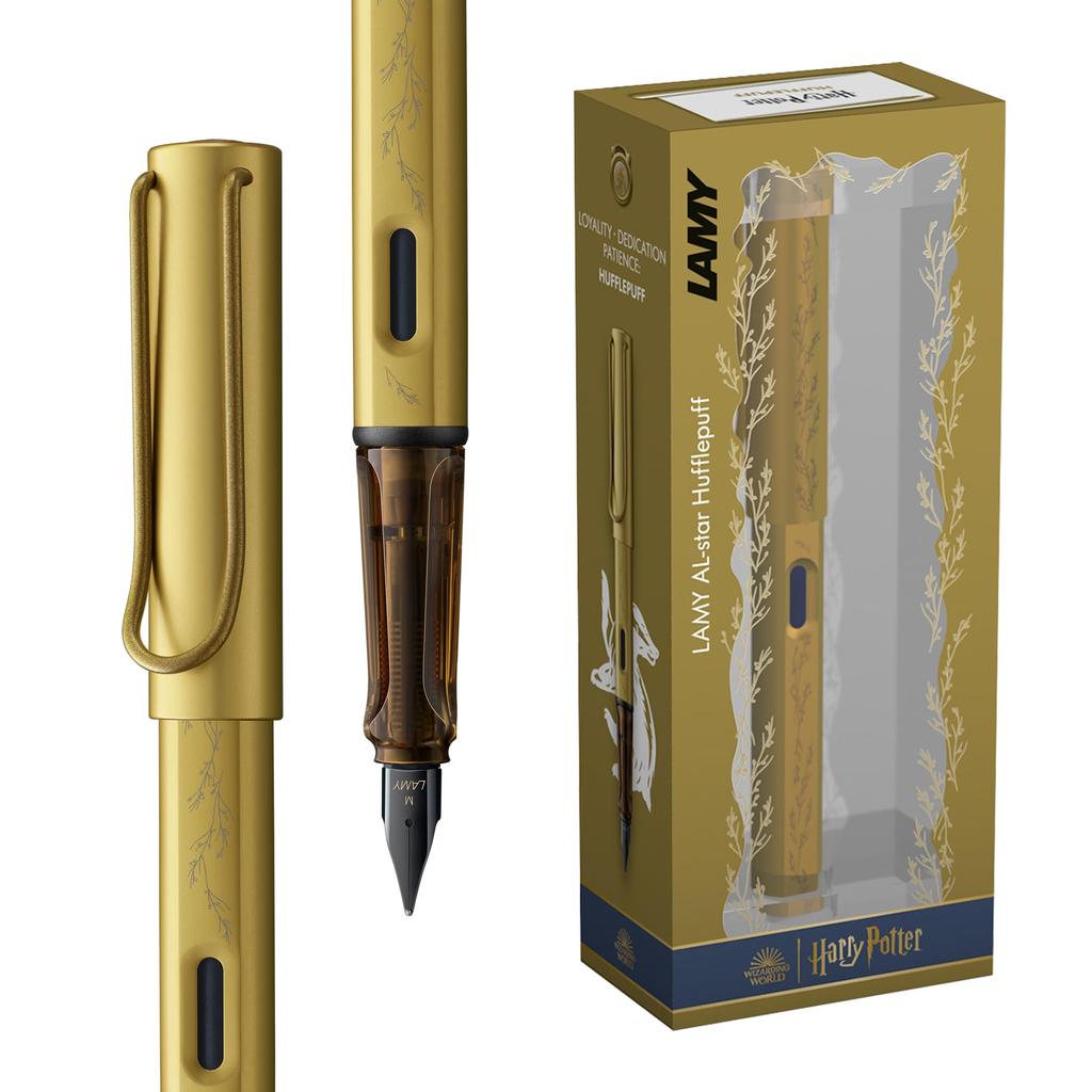 Перьевая ручка LAMY Harry Potter Hufflepuff Special Edition с гравировкой дома, размер EF, стальное перо, легкий алюминиевый корпус, в комплекте LAMY T 10 синего цвета