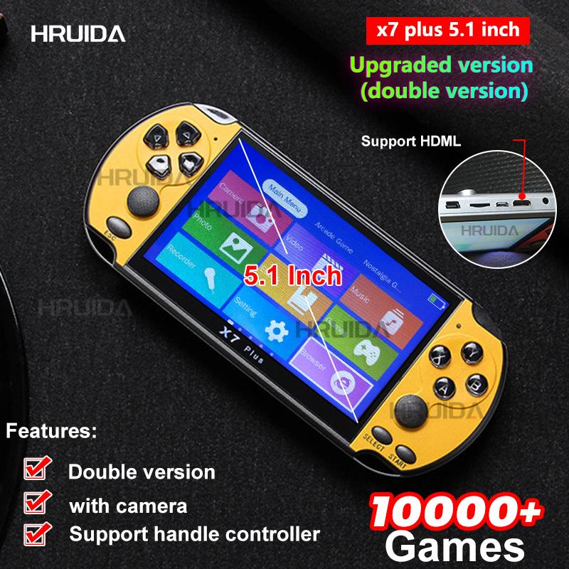 X7 Plus 5 1 Inch Double Version Handheld Game Console High-definition Screen Handheld Portable Audio And Video Player 10000+game