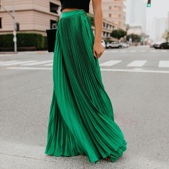 Skirt Women Solid Color Large Hem A-Line Long Skirt Work Leisure Skirt Streetwear