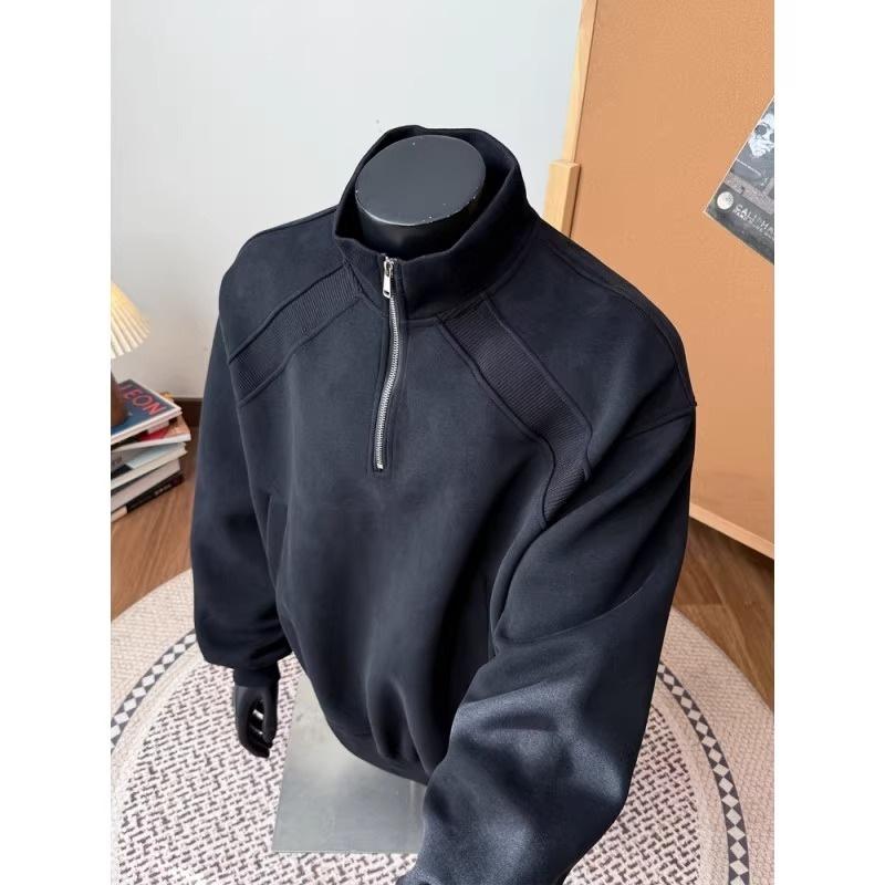 Vintage half-zipper pullover sweater men's and women's autumn loose couple versatile casual versatile student tide top