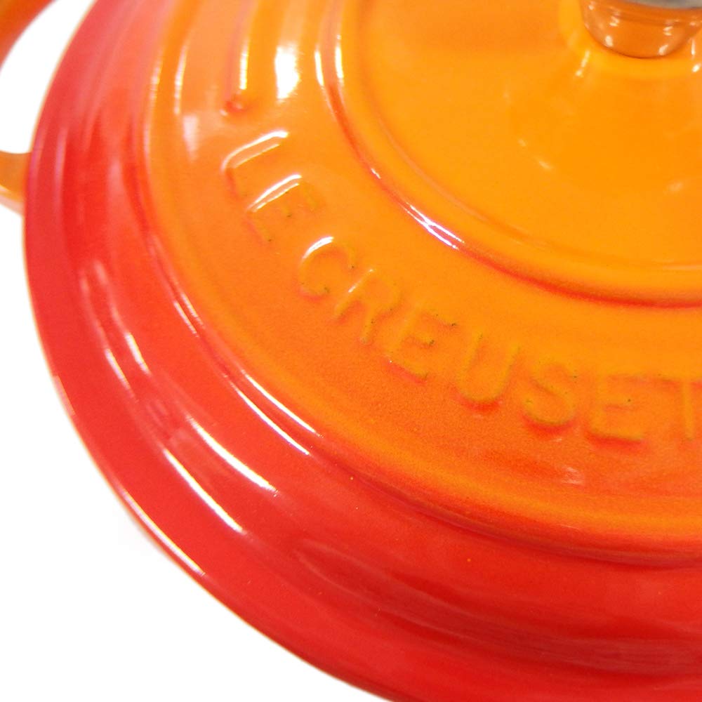 LE CREUSET Кастрюля Кокот Круглая Оранжевая 09 Le Creuset/Двуручная 21177-20см (Серебряная ручка) [Элемент]