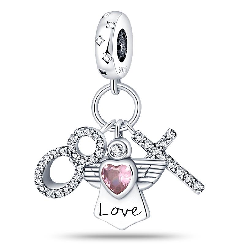 925 Silver Valentine's Day Love Pink Series Beads Suitable For Pan Bracelet Diy Anniversary Jewelry Gift