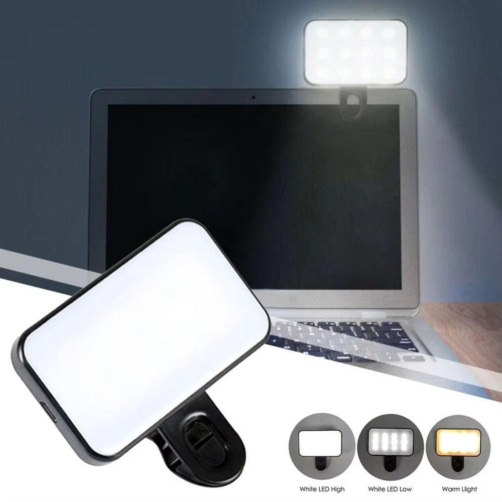Rechargeable Selfie Fill Light Adjustable Brightness LED Fill Light Clip On Light  Video Recording