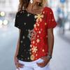 Christmas Theme 3d Print T Shirts For Women Short Sleeve Tees Summer Fashion Ladies Y2k Clothing V-Neck Oversized Pullover Tee