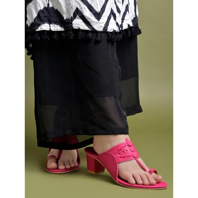 Shoetopia Classic Heeled Pink Kolhapuri For Women /Eu37