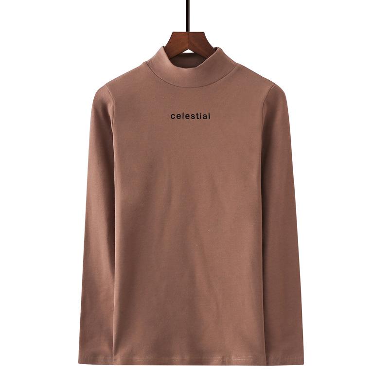 Женские облегающие футболки с длинным рукавом в корейском стиле для осени/зимы с полувысоким воротником